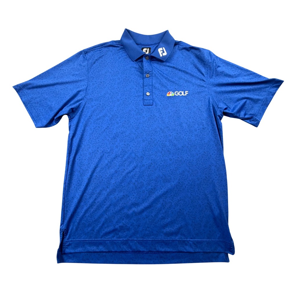 FootJoy Mens Blue Floral Paisley NBC Golf Logo ProDry Polo Shirt Large 1636 - Picture 2 of 11